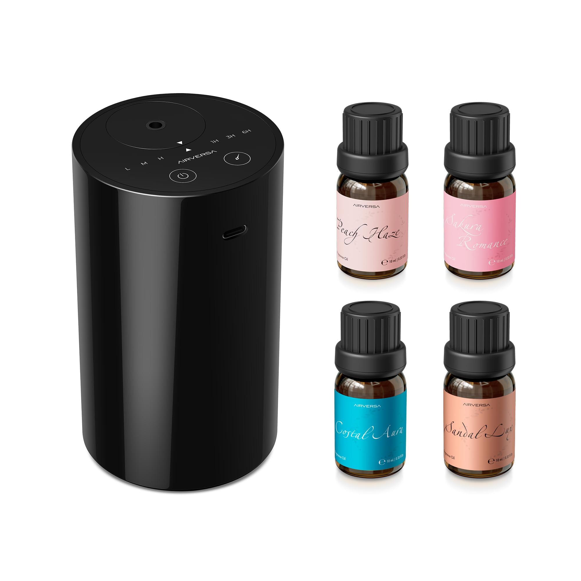 Difusor Ultrasónico de Aromaterapia Airversa - Kit Portátil + 4 Aceites Esenciales