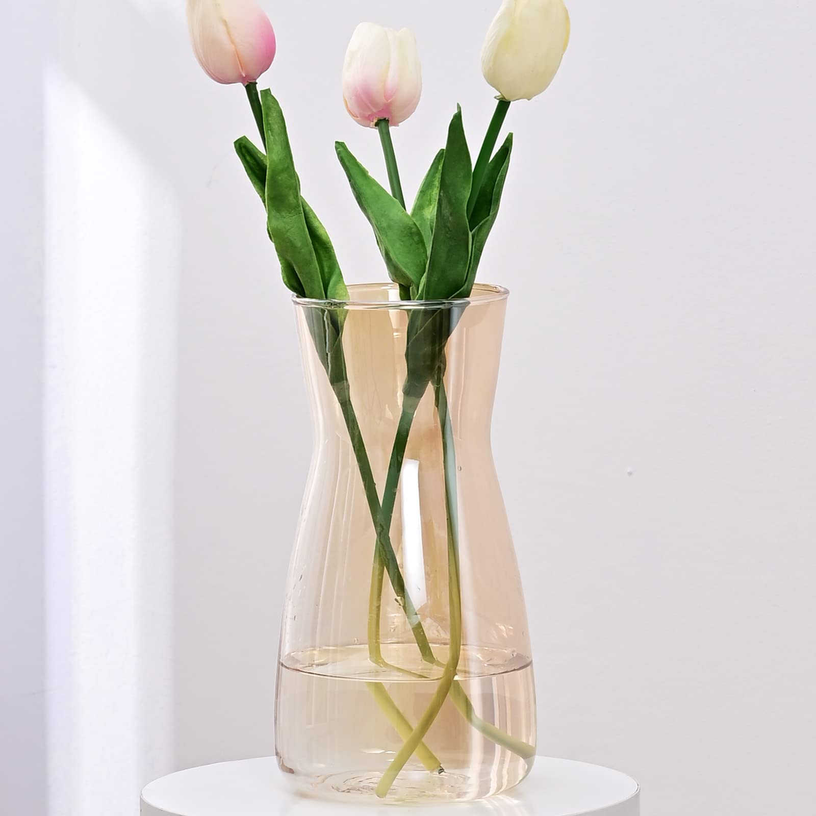 Jarrón de Vidrio Transparente 8" - Estilo Boho Moderno para Decoración del Hogar
