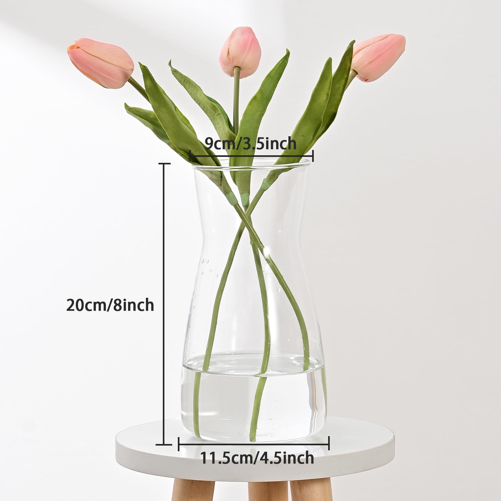 Jarrón de Vidrio Transparente 8" - Estilo Boho Moderno para Decoración del Hogar