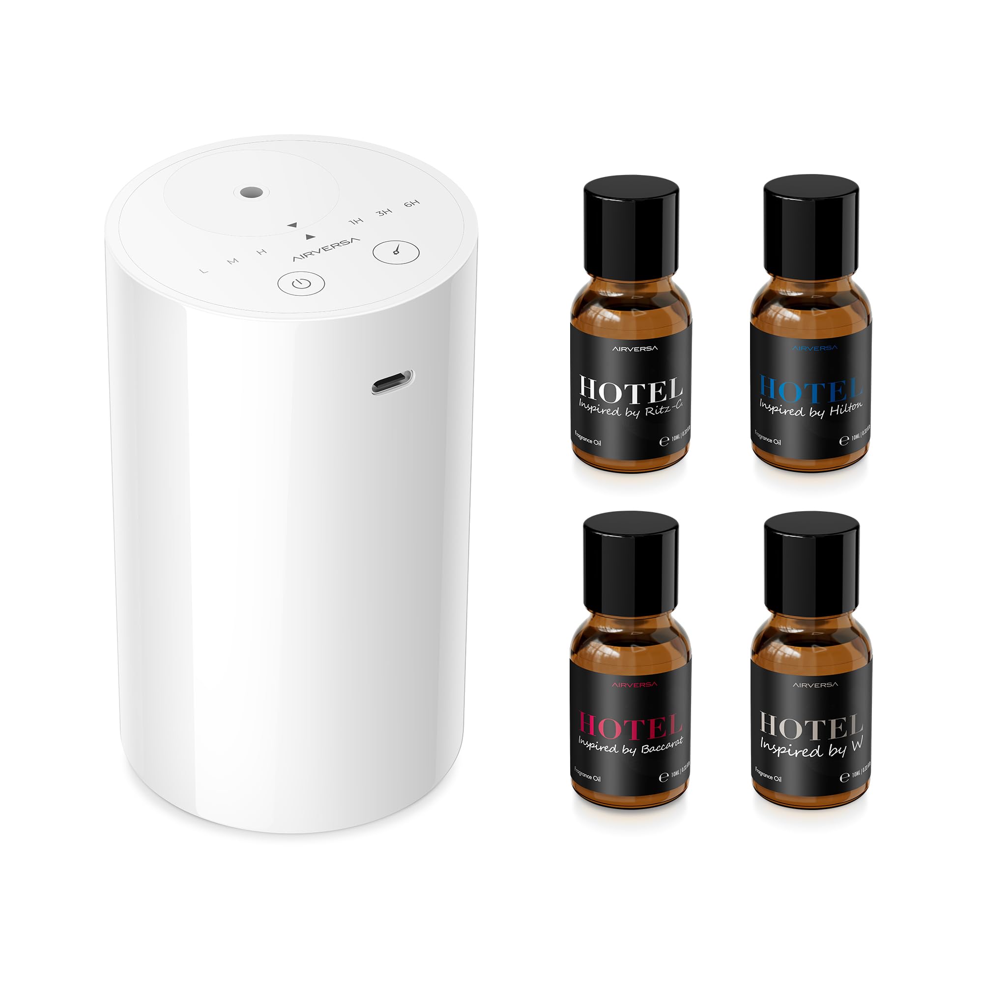 Difusor Ultrasónico de Aromaterapia Airversa - Kit Portátil + 4 Aceites Esenciales