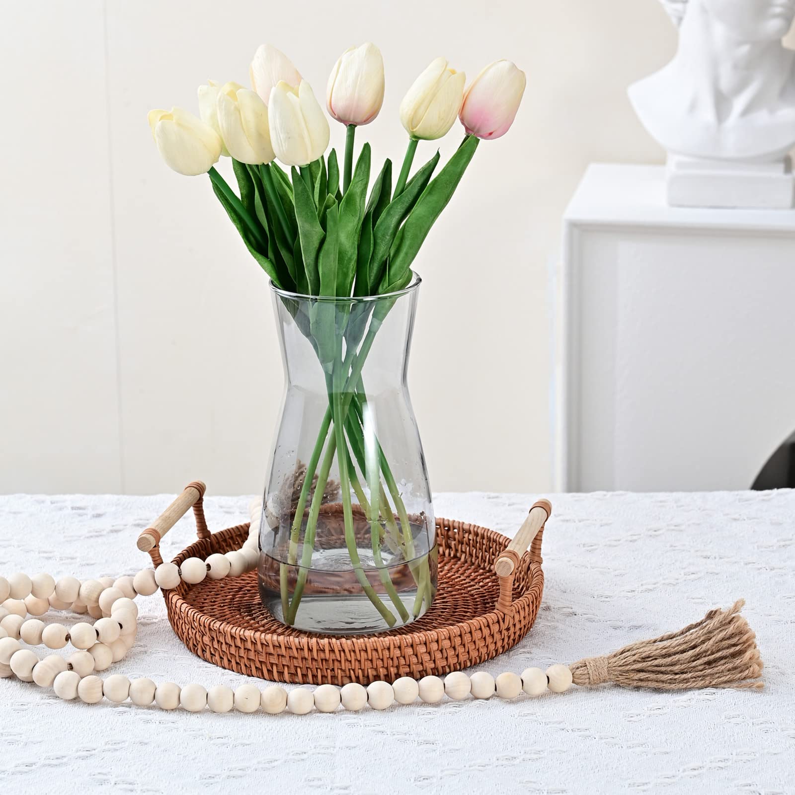 Jarrón de Vidrio Transparente 8" - Estilo Boho Moderno para Decoración del Hogar