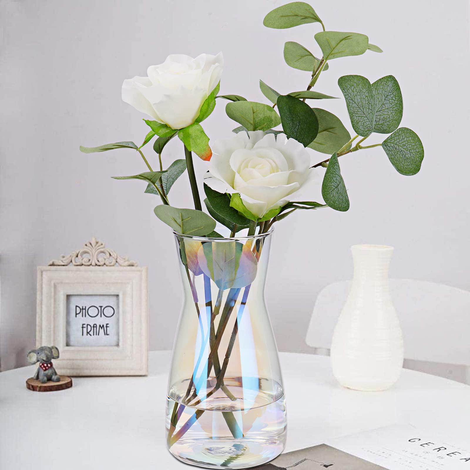 Jarrón de Vidrio Transparente 8" - Estilo Boho Moderno para Decoración del Hogar