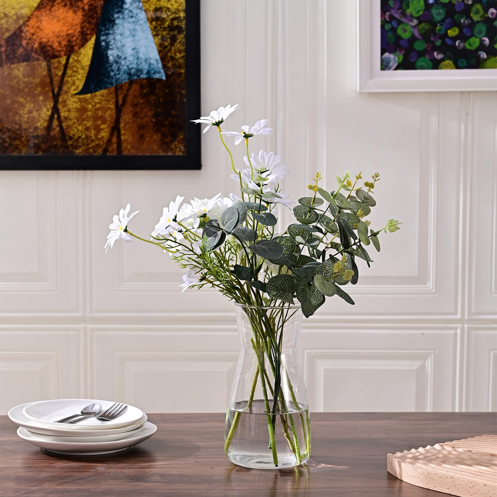 Jarrón de Vidrio Transparente 8" - Estilo Boho Moderno para Decoración del Hogar