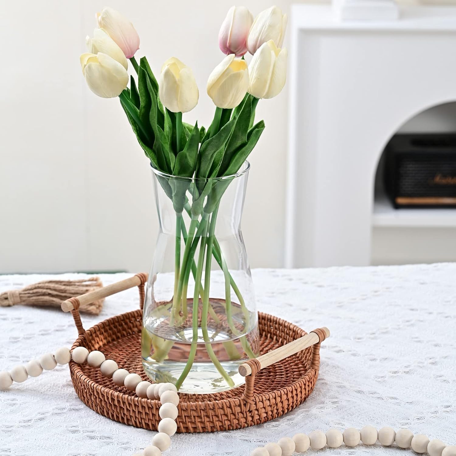 Jarrón de Vidrio Transparente 8" - Estilo Boho Moderno para Decoración del Hogar
