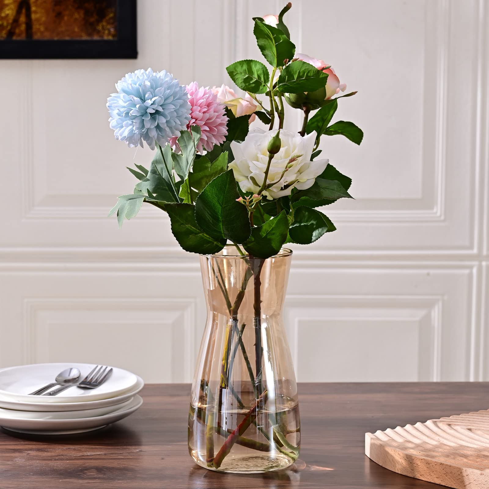 Jarrón de Vidrio Transparente 8" - Estilo Boho Moderno para Decoración del Hogar