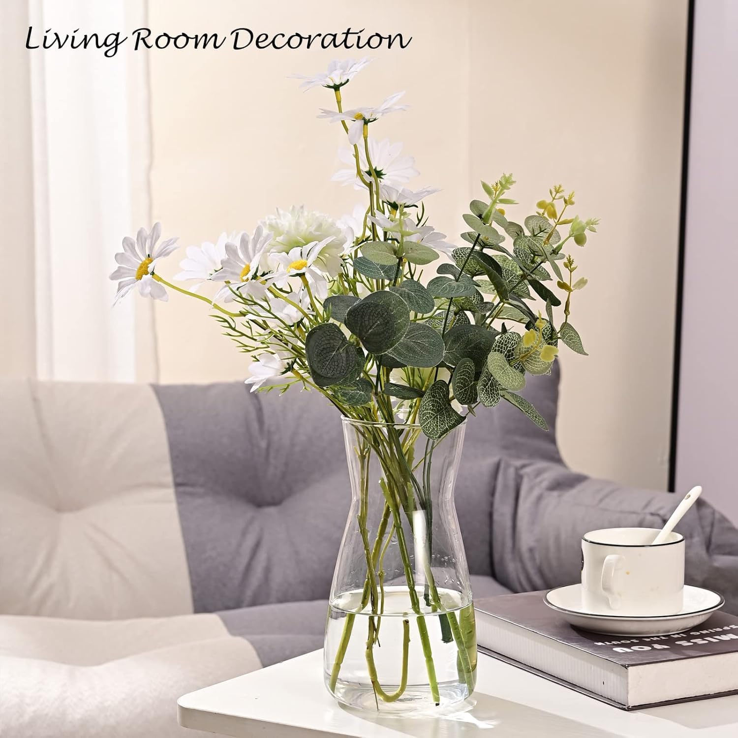 Jarrón de Vidrio Transparente 8" - Estilo Boho Moderno para Decoración del Hogar