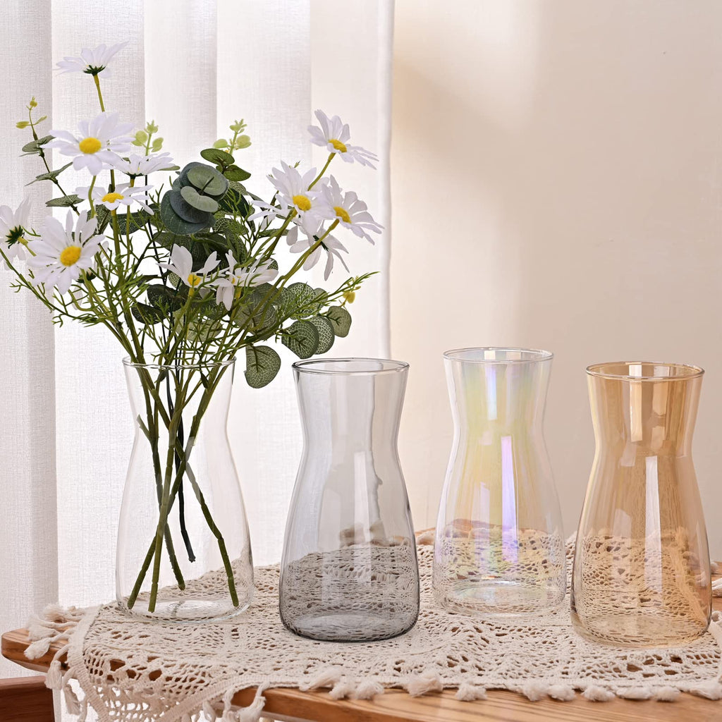 Jarrón de Vidrio Transparente 8" - Estilo Boho Moderno para Decoración del Hogar